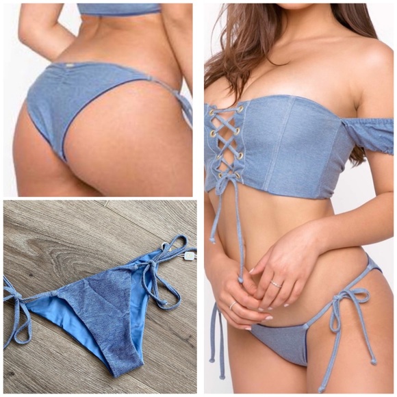 Beach Bunny Other - Beach Bunny Chanel Denim Skimpy Bottoms